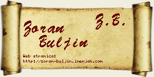 Zoran Buljin vizit kartica
